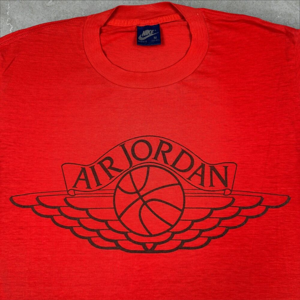 Vintage Original 1980’s Air Jordan Wings Logo Chicago Red Nike Blue Tag Shirt -M - Picture 3 of 8